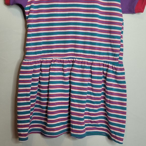 Vintage Girls Dress KLL Pink Purple Stripe Acrylic Pullover Drop Waist Size 16.5 - Picture 3 of 7